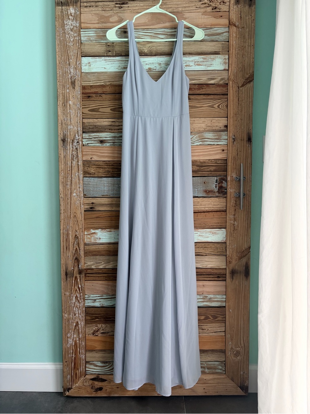 Show Me Your Mumu Gray Blue Maxi Dress Size Small V-Neck Formal Bridesmai